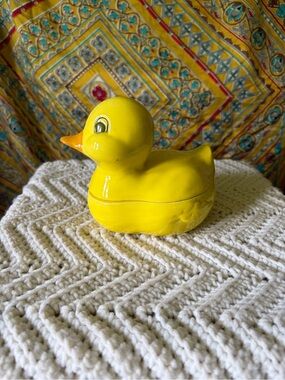 Yellow Ceramic Duck Trinket Box - Home Accents